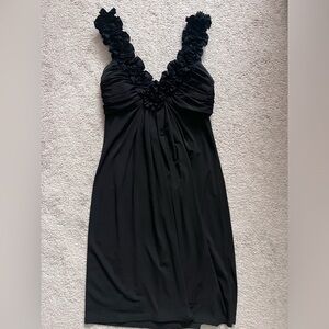 Maggy London Black Ruffle V-Neck Cocktail Dress